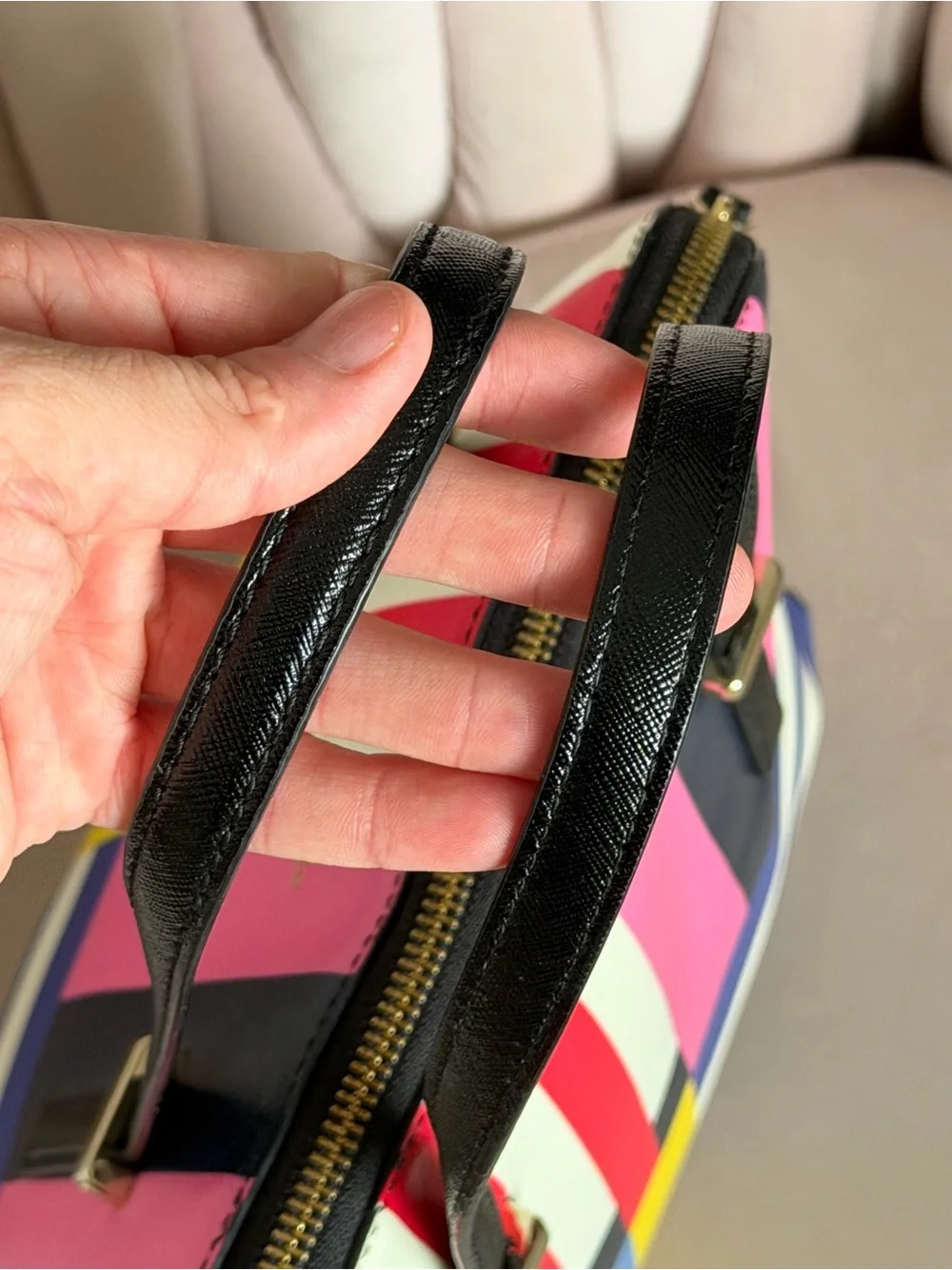 Kate Spade Cedar Street Harmony Multi Stripe Satchel PXRU6196 Leather ♠️